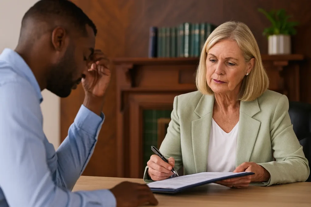 Hombre firmando testamento