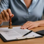 Notario sellando testamento