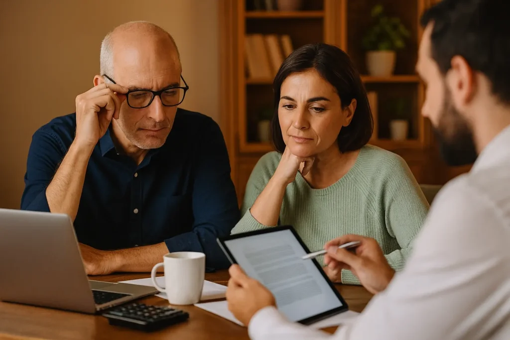 Pareja redactando testamento